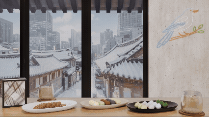 눈 내리는 모던 한옥 라운지 (Day & Night Set)